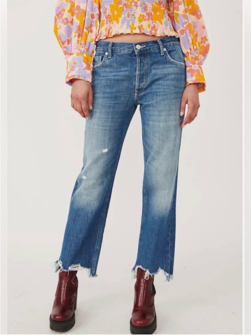 We The Free Free People Maggie Straight Leg Jeans Size 28